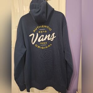 Vans Men's Navy Hoodie with Yellow Logo